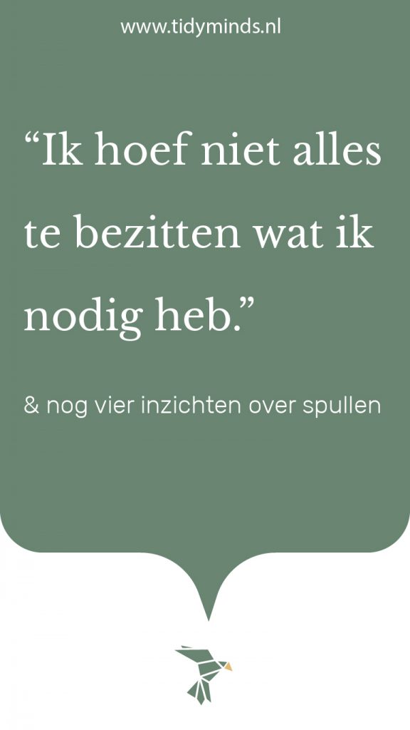 Inzichten minimalisme ontspullen bezit van spullen Tidy Minds