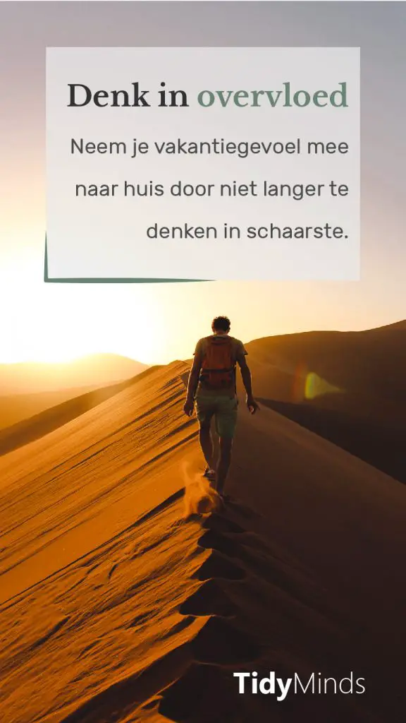 van schaarste naar overvloed en neem je vakantiegevoel mee naar huis Tidy Minds